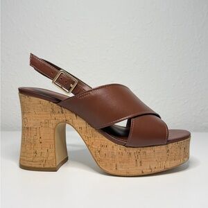 Anthropologie Anthro Cross Strap Platform Sandals